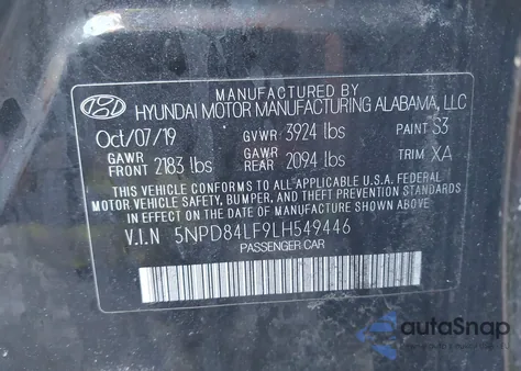 2020 Hyundai Elantra Sel из США, поврежденный, VIN 5NPD84LF9LH549446